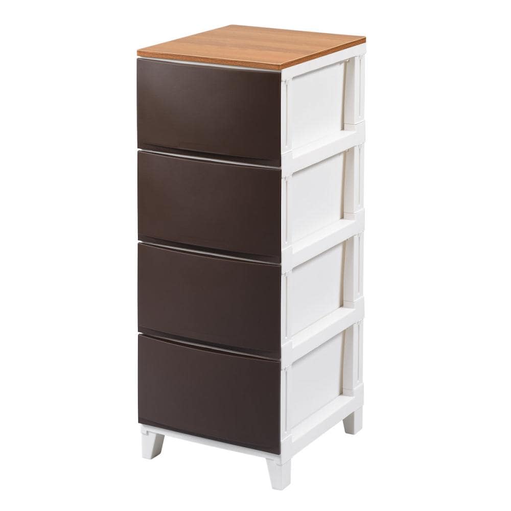 サンカ　ルームスシェード　木天板　ブラウン　４段　幅３４×高さ８８×奥行４２ｃｍ３４４