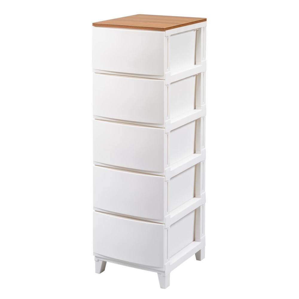 サンカ　ルームスシェード　木天板　ホワイト　５段　幅３４×高さ１０７×奥行４２ｃｍ　３４５