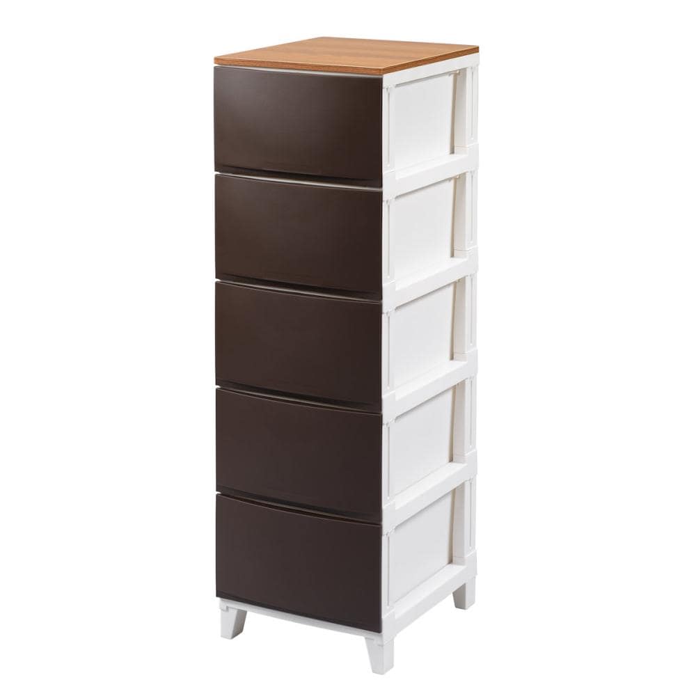 サンカ　ルームスシェード　木天板　ブラウン　５段　幅３４×高さ１０７×奥行４２ｃｍ　３４５