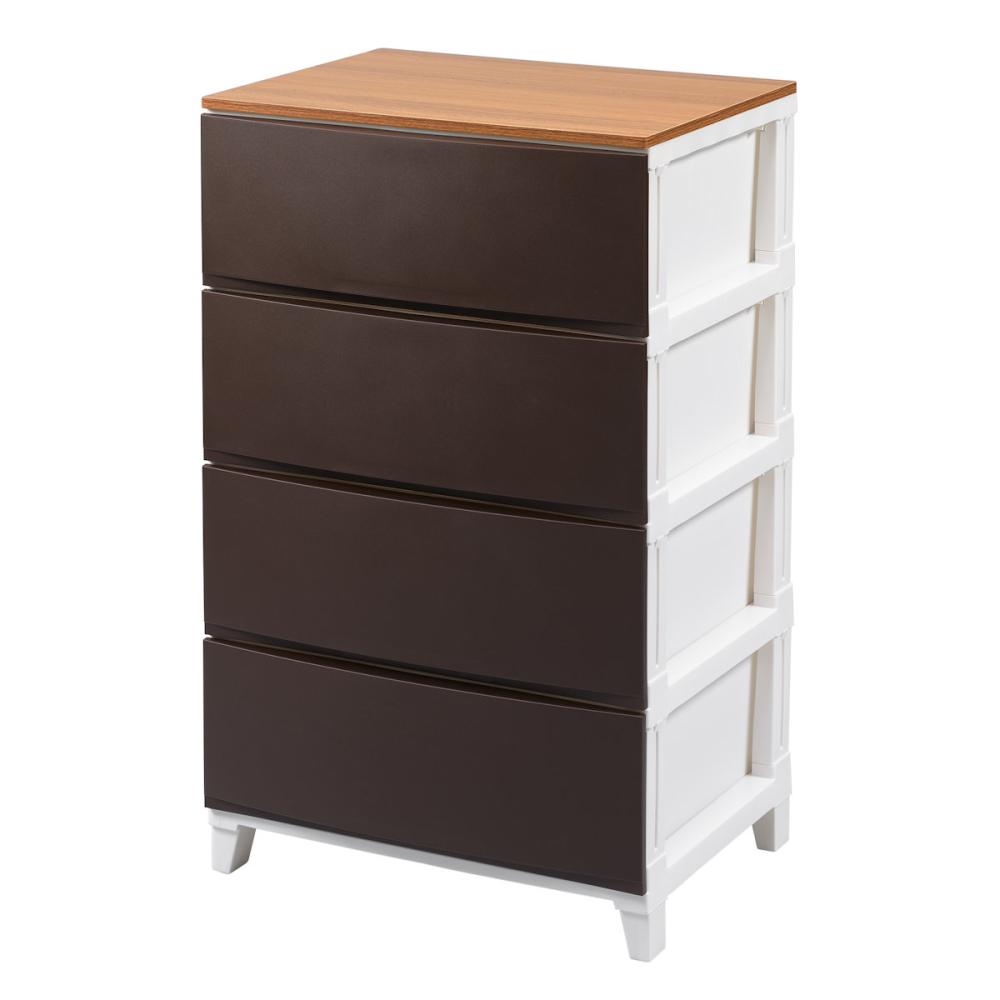 サンカ　ルームスシェード　木天板　ブラウン　４段　幅５４×高さ８８×奥行４２ｃｍ　５４４