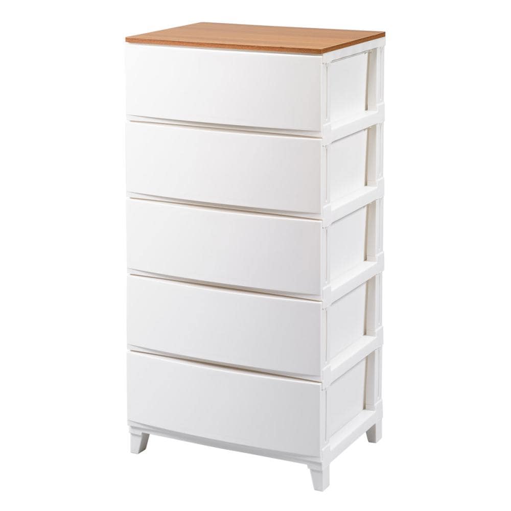 サンカ　ルームスシェード　木天板　ホワイト　５段　幅５４×高さ１０７×奥行４２ｃｍ　５４５