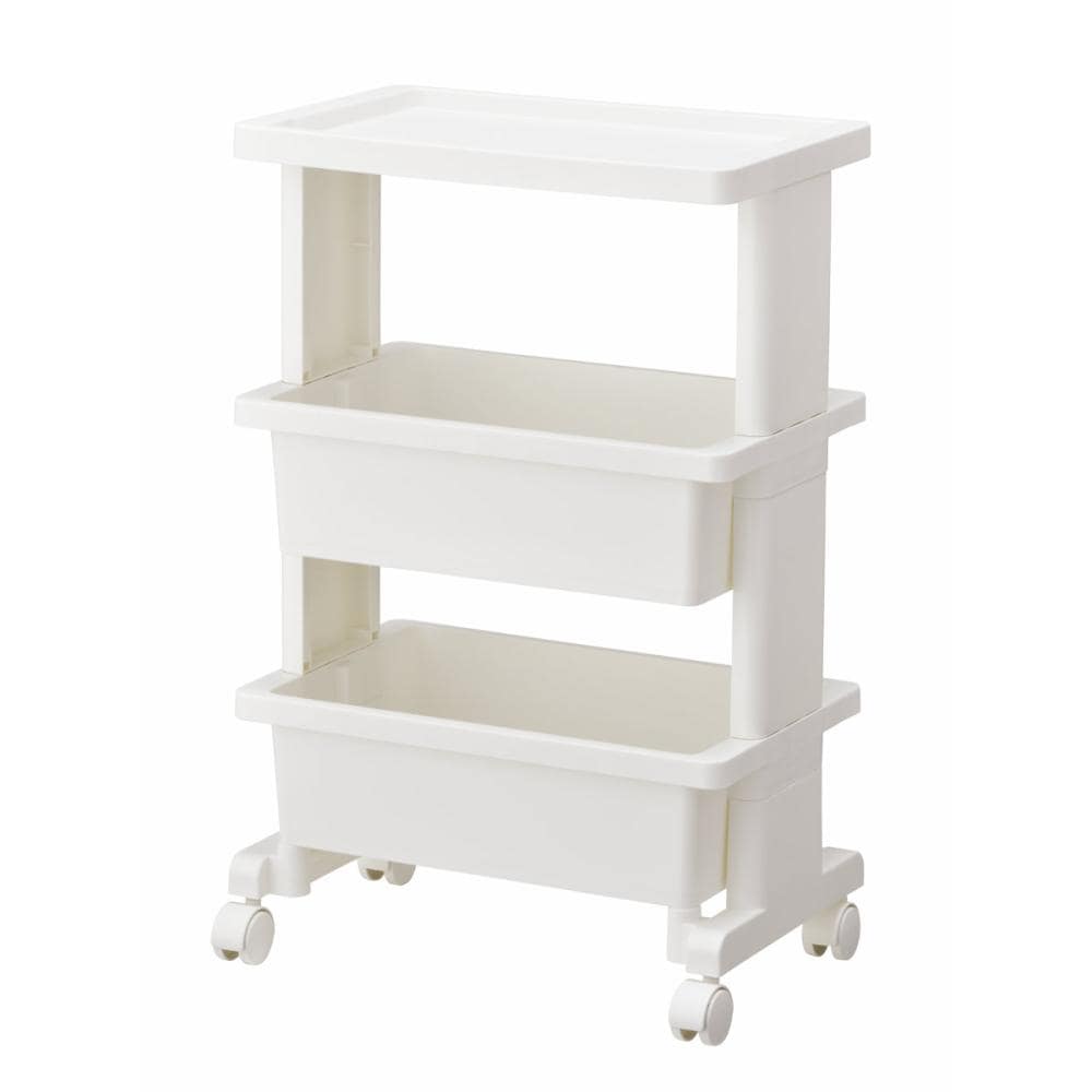 ジェイ・イー・ジェイ　リセスタイルテーブルワゴン　ミニ３段　ホワイト