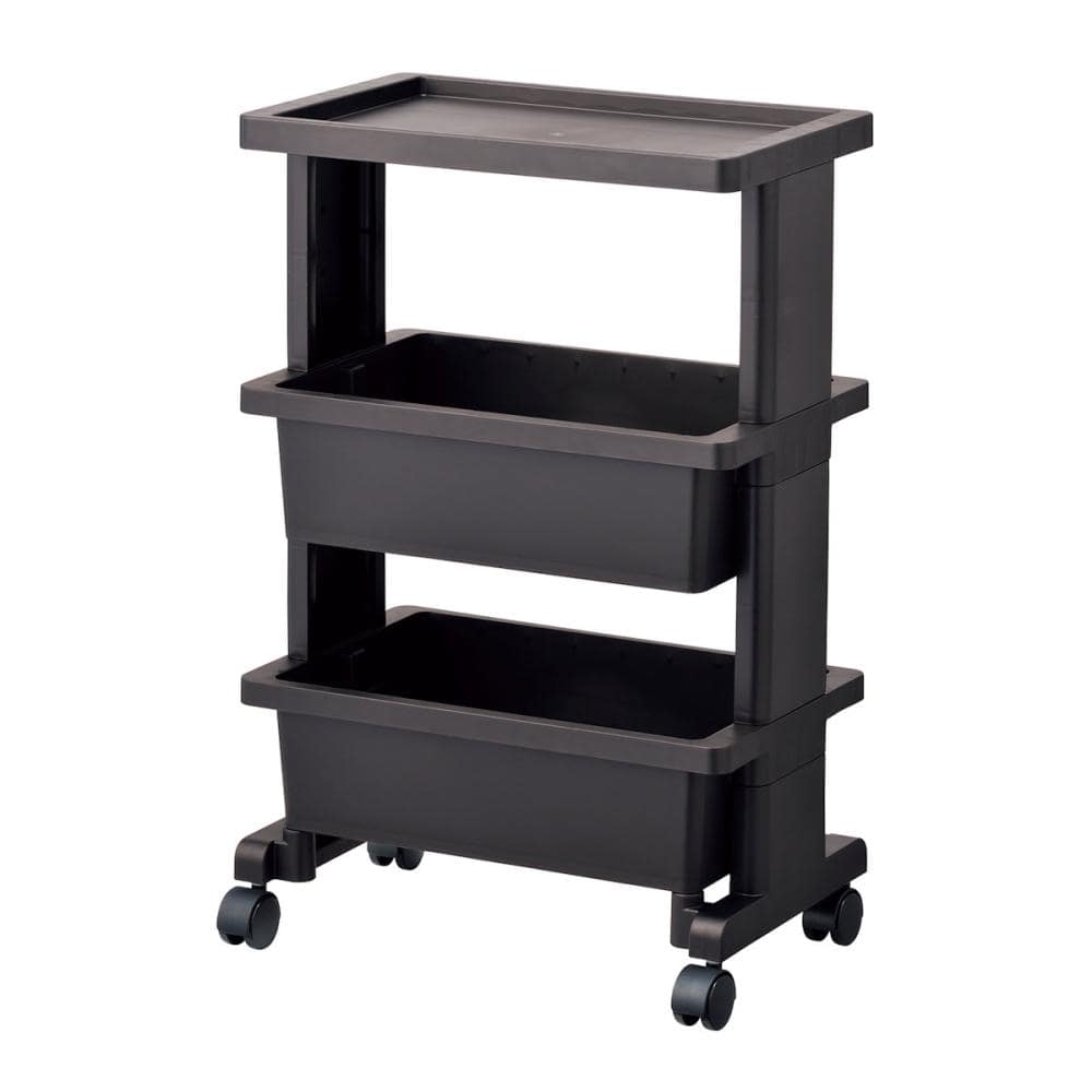 ジェイ・イー・ジェイ　リセスタイルテーブルワゴン　ミニ３段　ブラック