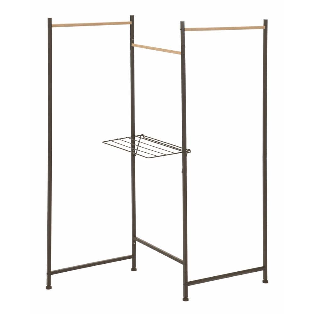 アテーナライフ　折りたためる３連屏風型室内物干しスタンド　黒木目