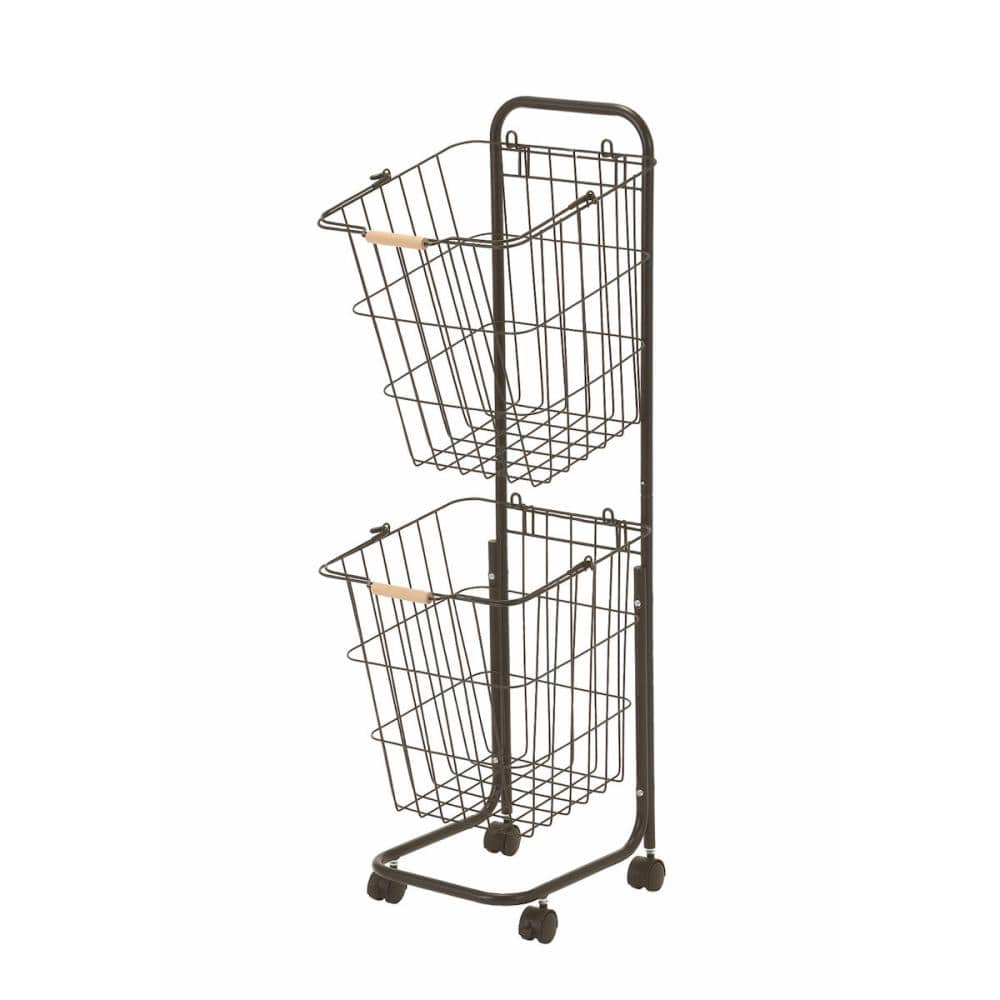 アテーナライフ　ランドリーワゴン角型２段　ブラック