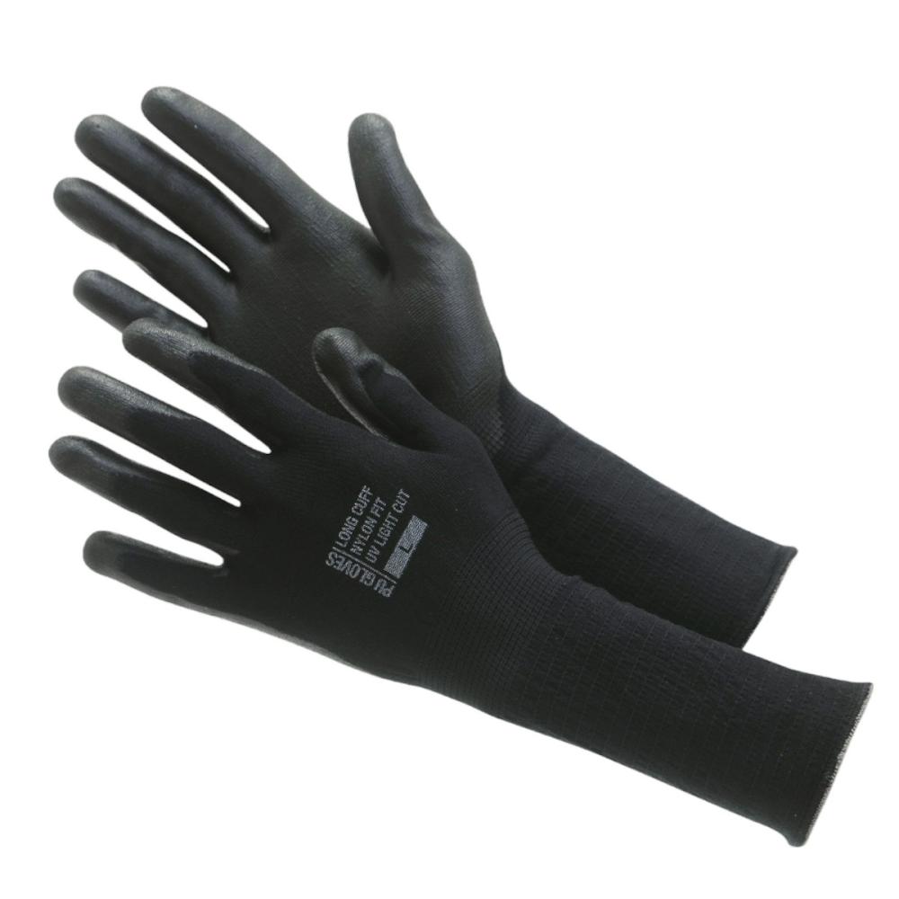 你的品牌名　ウレタン背抜き手袋　袖ロング　ブラック　Ｌ　ＫＭ２３
