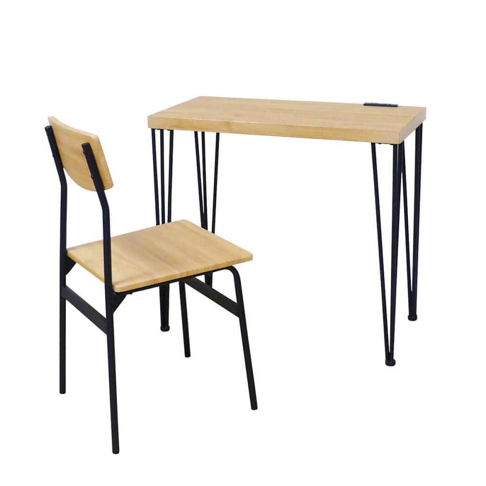 クロシオ　アートデスク・チェア２点セット　モダンナチュラル　コンセント付　コンパクト