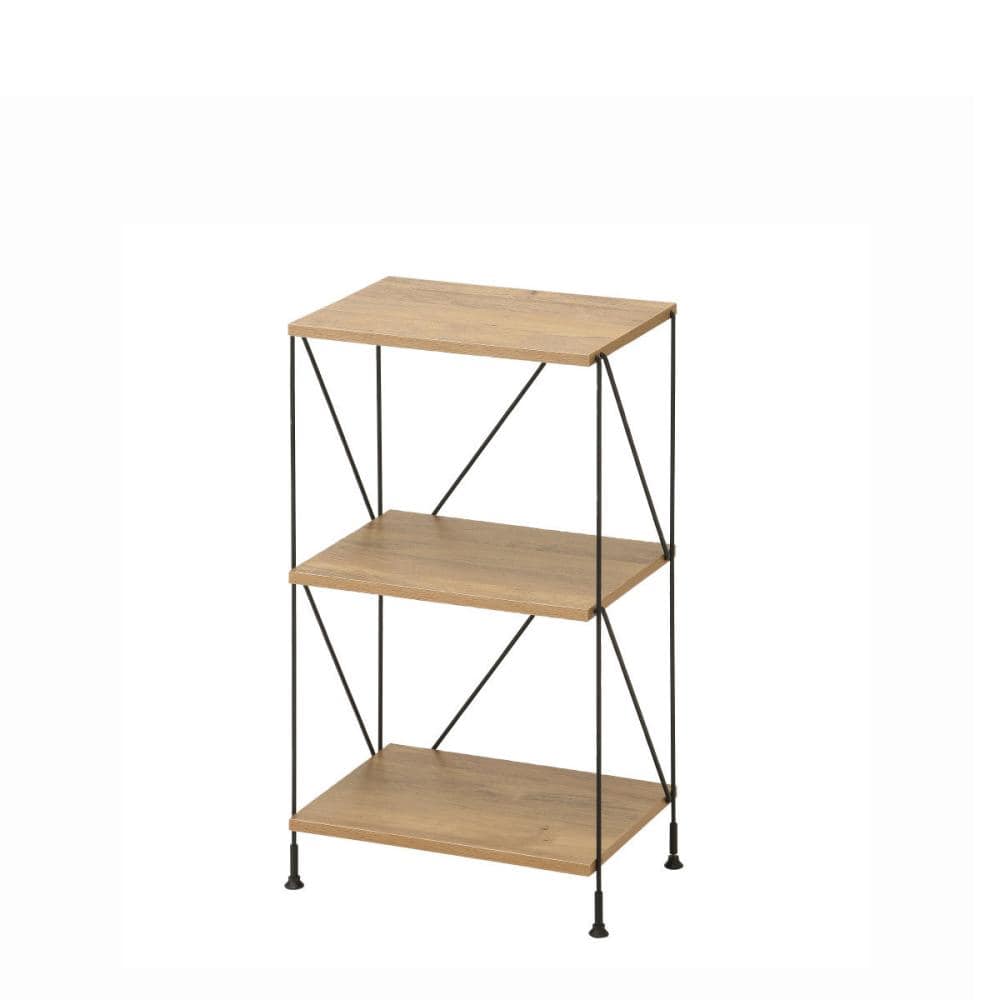 アテーナライフ　簡単組立ワイヤーシェルフ　４０ｃｍ幅　３段　ナチュラル