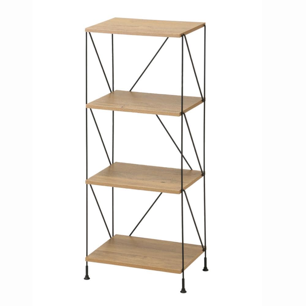 アテーナライフ　簡単組立ワイヤーシェルフ　４０ｃｍ幅　４段　ナチュラル