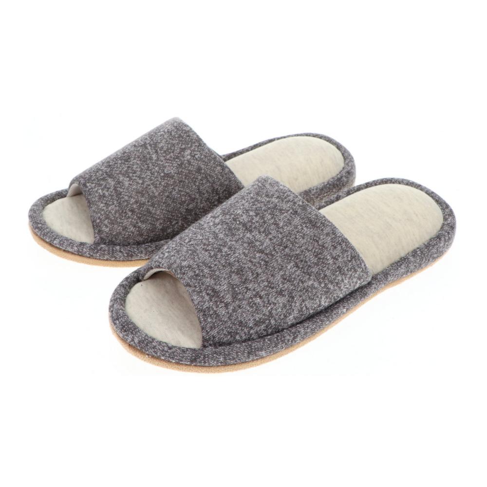 アテーナライフ　抗菌防臭前開きニットスリッパ　グレー　Ｍ