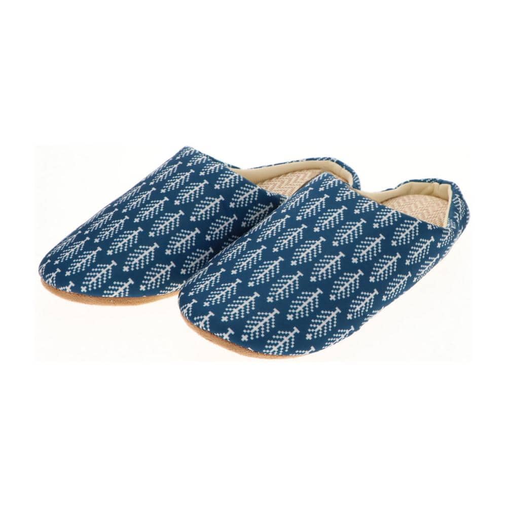 アテーナライフ　抗菌防臭ソフトルームスリッパ　リーフ　ブルー　Ｌ