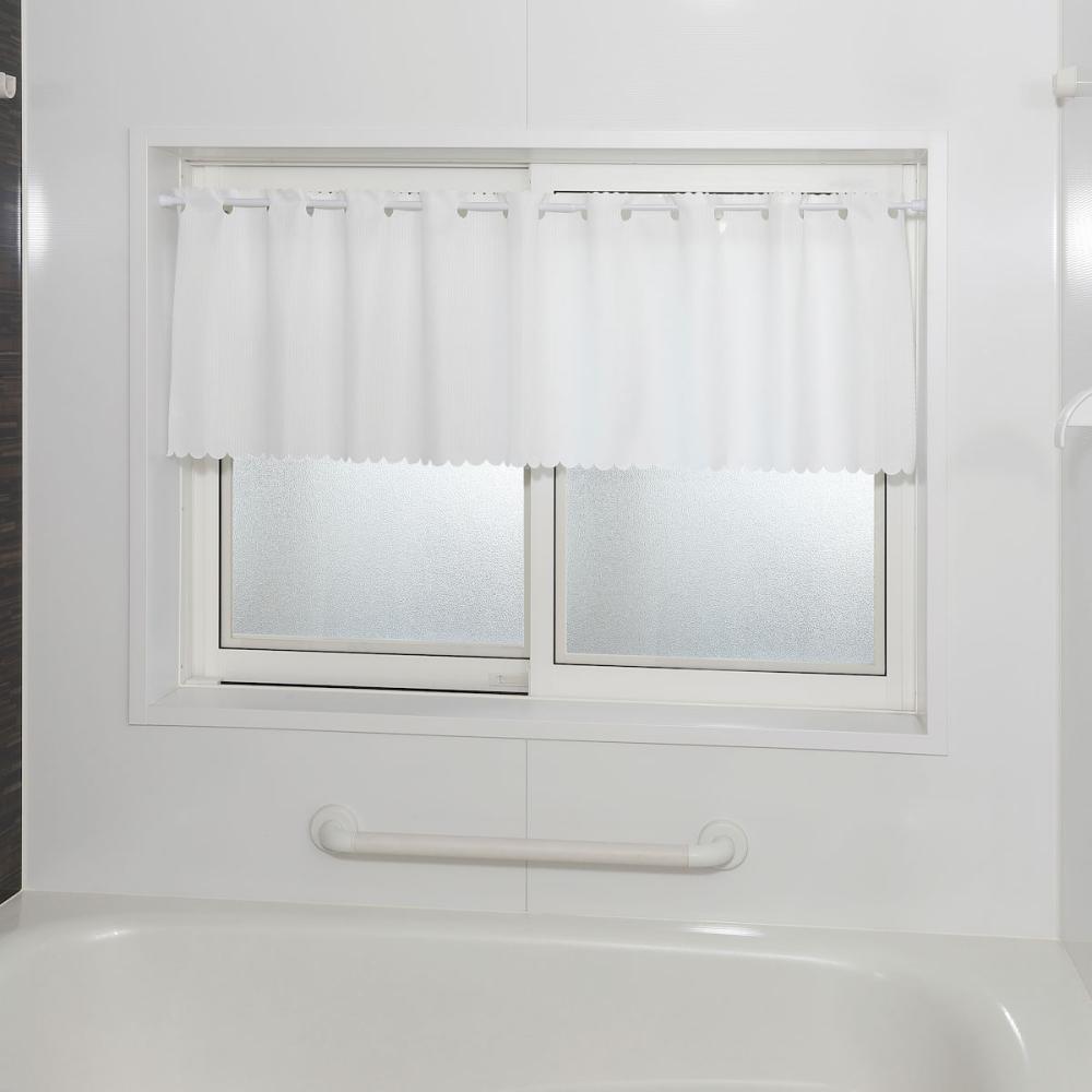 撥水カフェカーテン　リプレ　ホワイト　１４５×４５ｃｍ