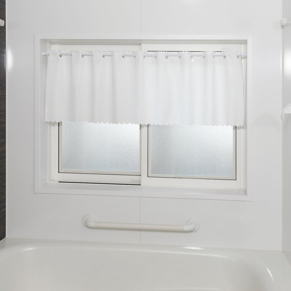 撥水カフェカーテン　リプレ　ホワイト　１４５×６０ｃｍ