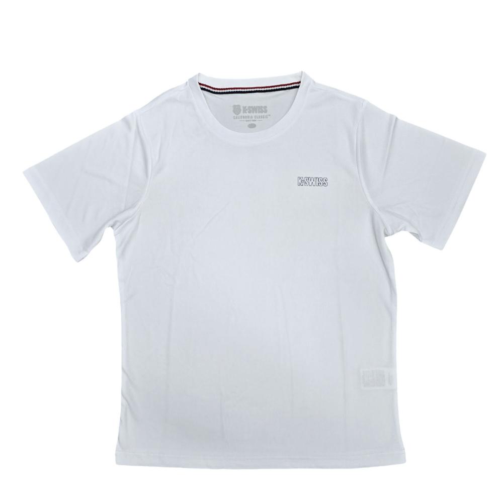 Ｋ・ＳＷＩＳＳ　婦人　杢天竺　クルーＴシャツ　シロ　Ｌ　ＫＢ４０１
