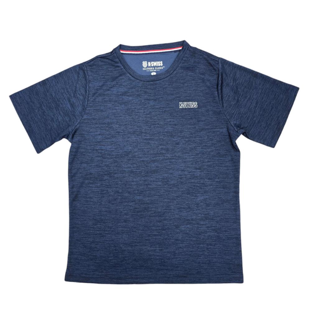 Ｋ・ＳＷＩＳＳ　婦人　杢天竺　クルーＴシャツ　ネイビー　ＬＬ　ＫＢ４０１