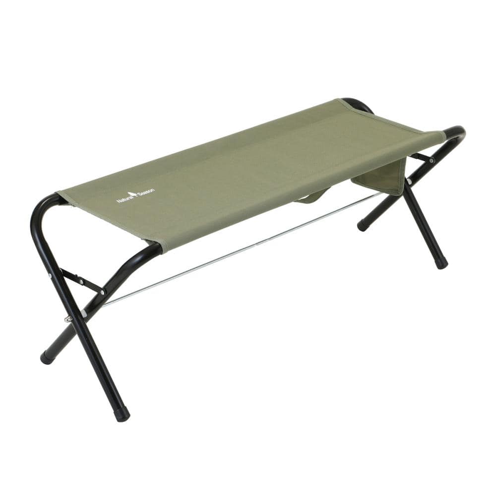 ナチュラルシーズン　折りたたみ　パイプベンチ　カーキ