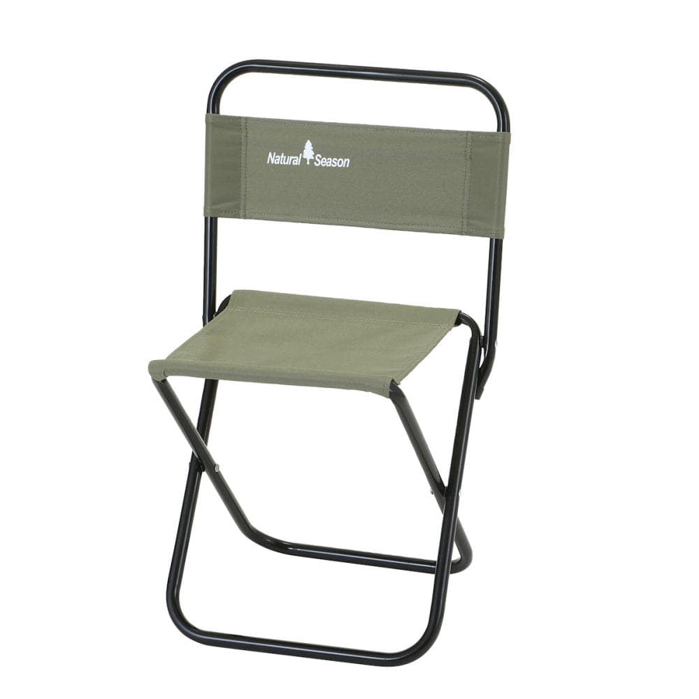 ナチュラルシーズン　背付き　パイプチェア　カーキ