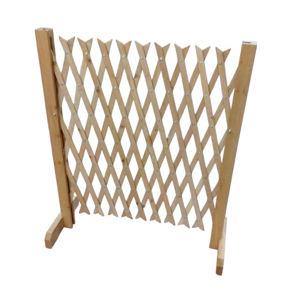 スタンド付き伸縮ラティス　ライトブラウン　１２０