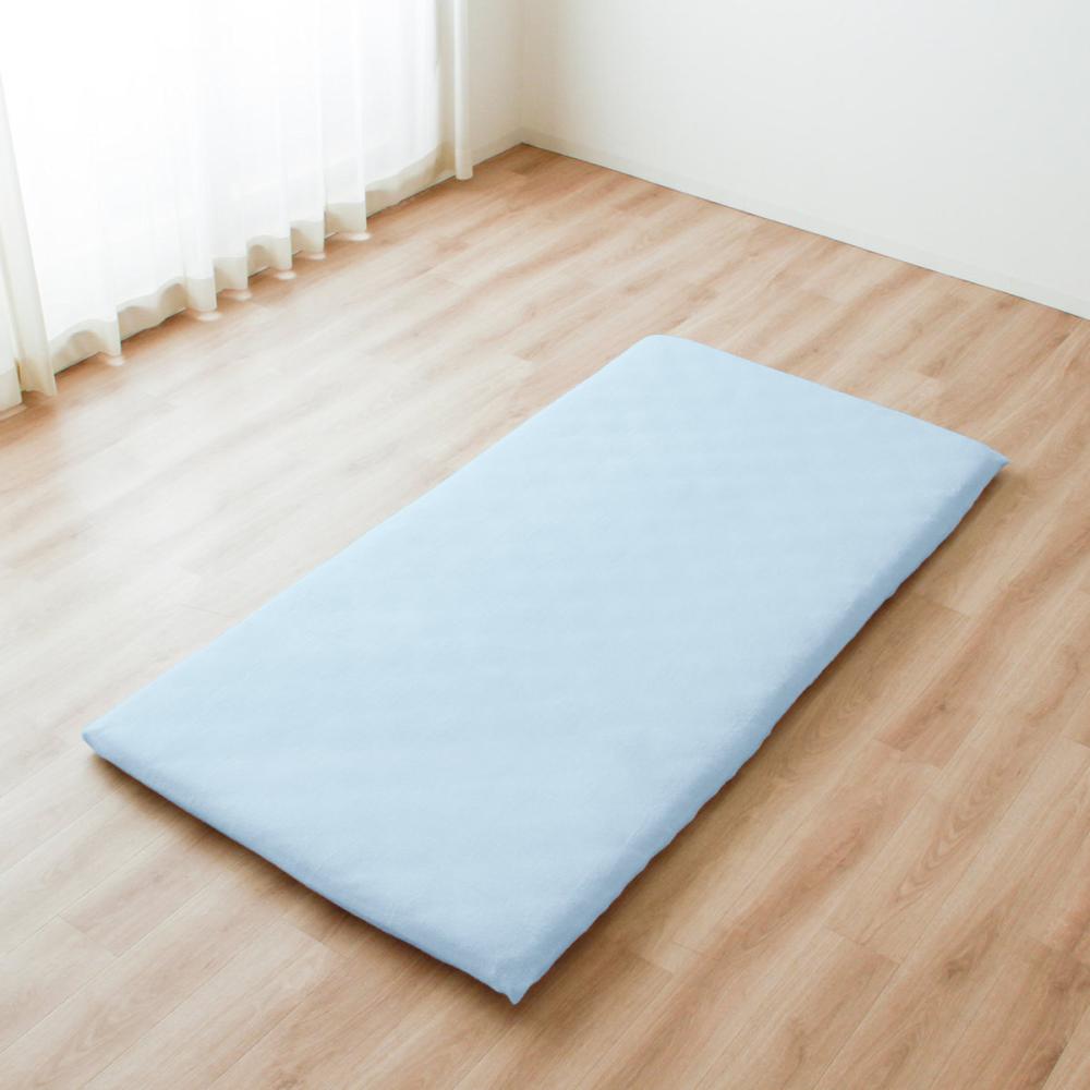 ワンタッチシーツ　１０５×２１５ｃｍ　シングルロング　タオル生地　ブルー