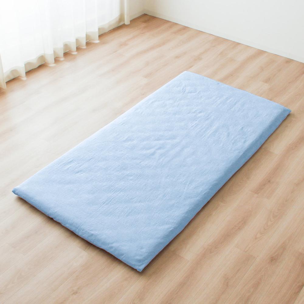 フラットシーツ　１５０×２５０ｃｍ　シングル　ジャガード織り　ブルー