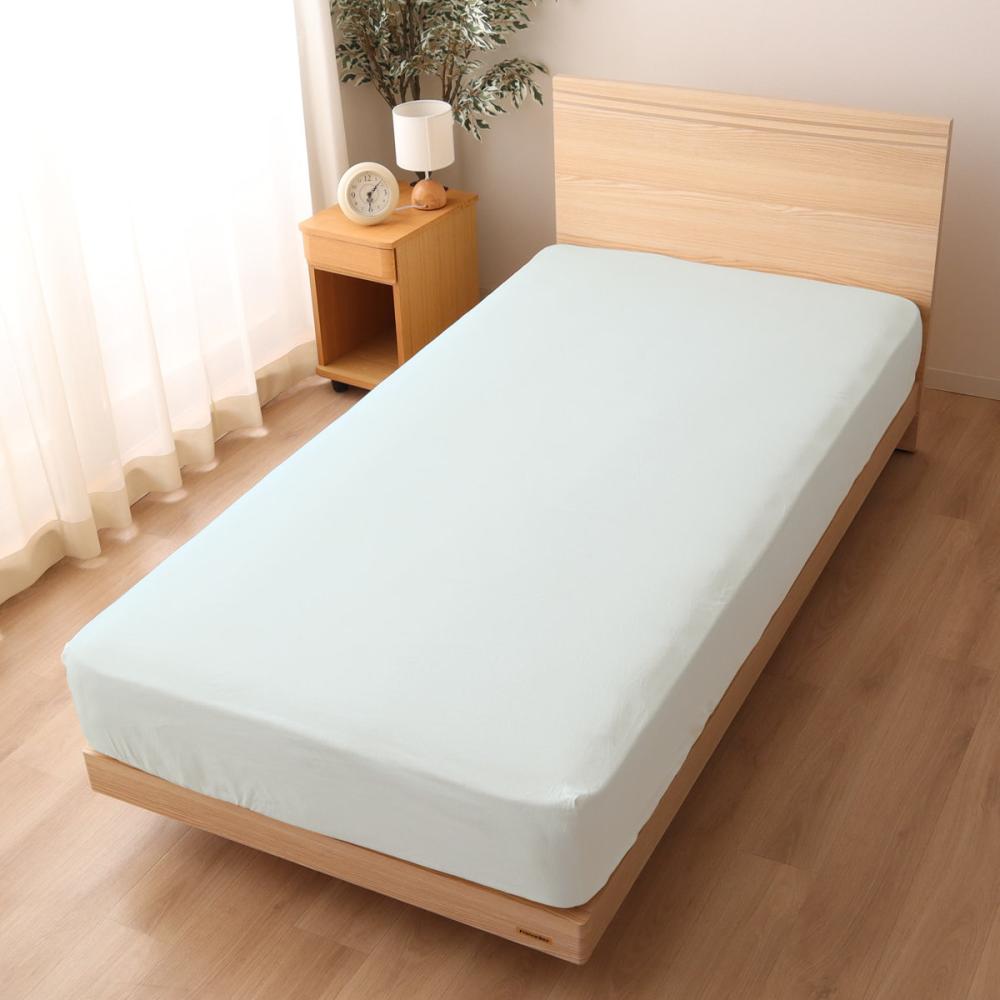 ベッドシーツ　１００×２０５×２５ｃｍ　シングル　オックス素材　ブルー