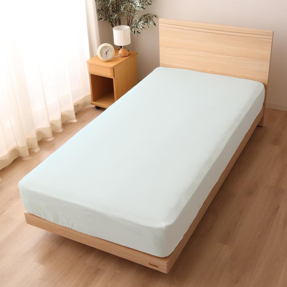 ベッドシーツ　１２０×２０５×２５ｃｍ　セミダブル　オックス素材　ブルー