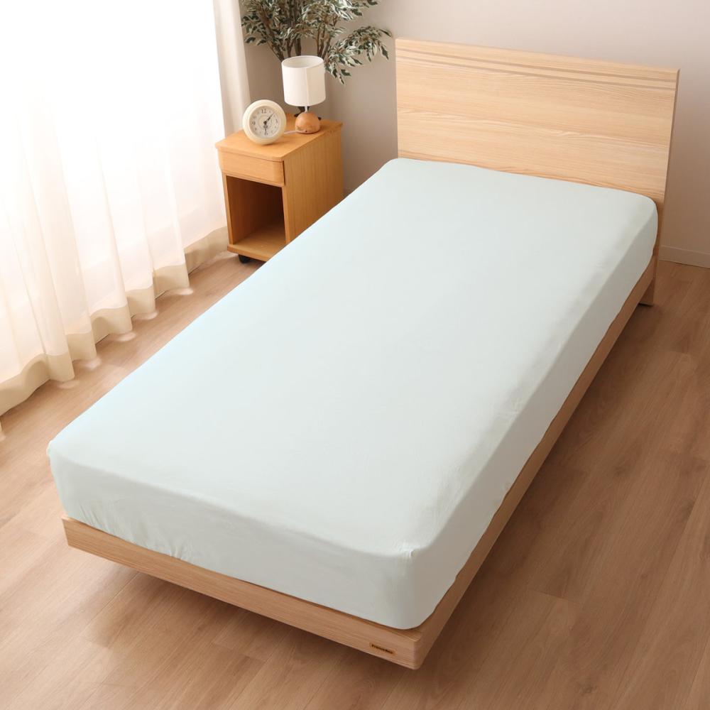 ベッドシーツ　１４０×２０５×２５ｃｍ　ダブル　オックス素材　ブルー