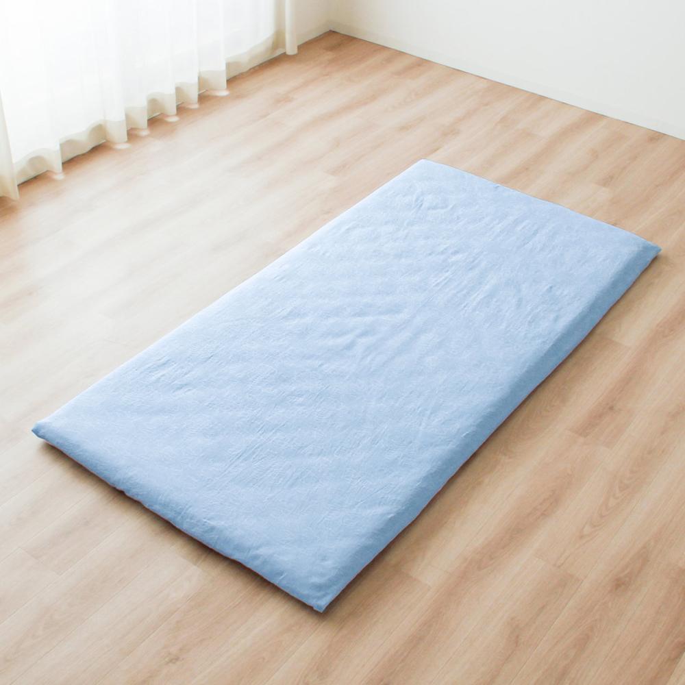 フラットシーツ　１８０×２７０ｃｍ　ダブル　ジャガード織り　ブルー