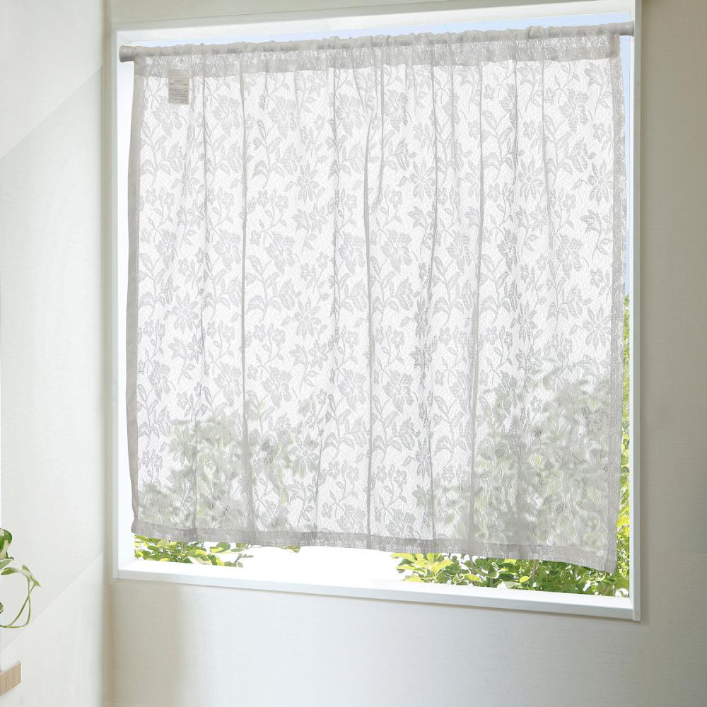 カフェカーテン　ルシファー　ミラータイプ　ホワイト　１００×７０ｃｍ