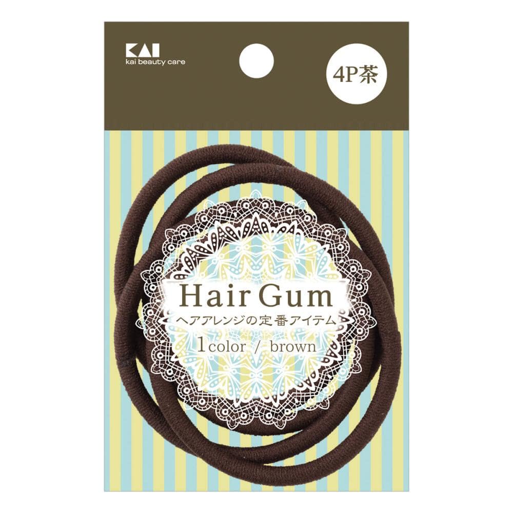 貝印　ヘップリング　ヘアゴム　茶　４個入り