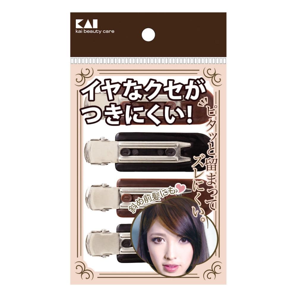 貝印　癖がつきにくい前髪クリップ　黒・茶　４個入り