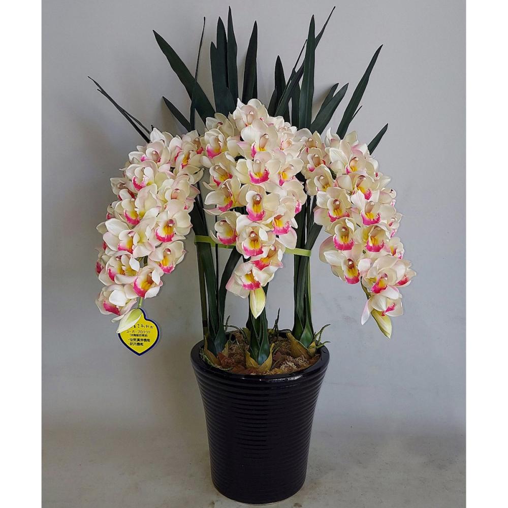 造花　シンビジューム　３本立ち　白ピンク