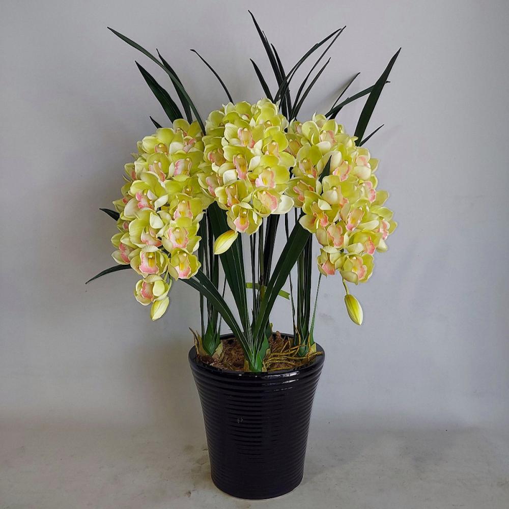 造花　シンビジューム　３本立ち　グリーン