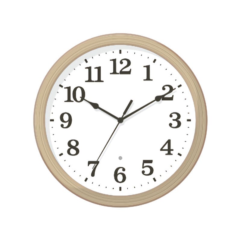 リズム　暗所ライト付き　木目塗装　掛け時計