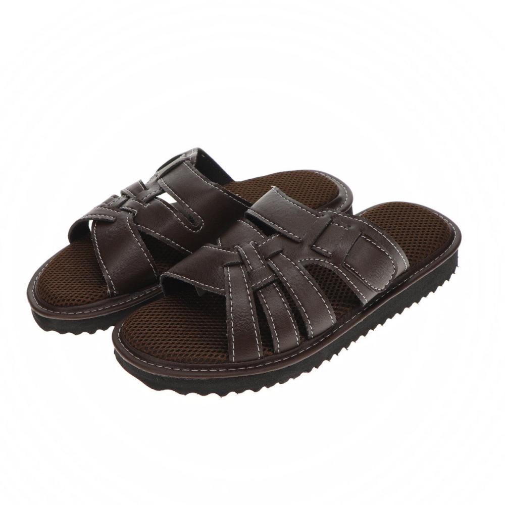 你的品牌名　紳士編込みカジュアルサンダル　ダークブラウン　Ｌ