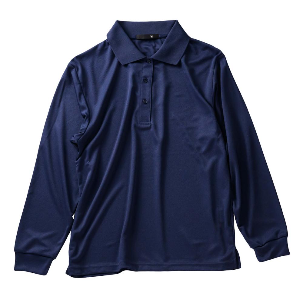 レディース　長袖ポロシャツ　ネイビー　Ｌ　９０１０