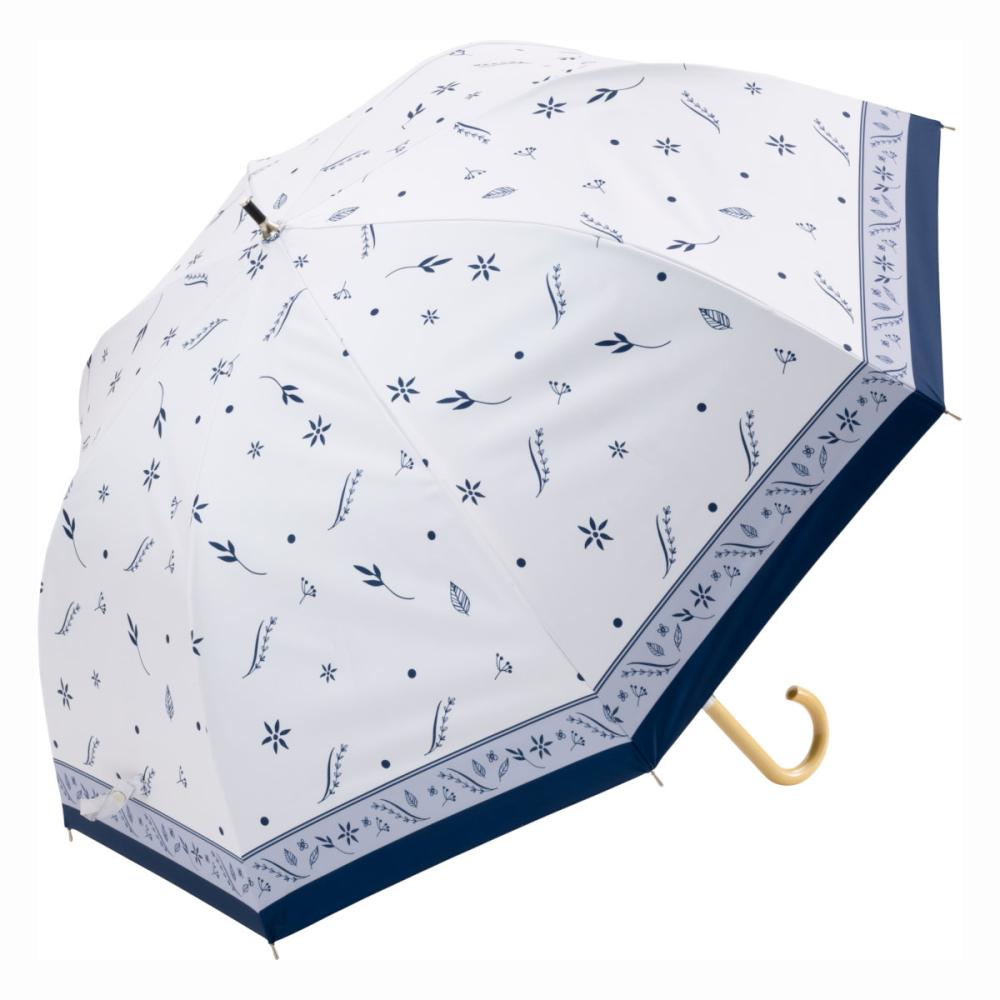 スギハラ　晴雨兼用傘　６５ｃｍ　ジャンプ　深張り　ドーム型　ドットリーフ　ホワイト