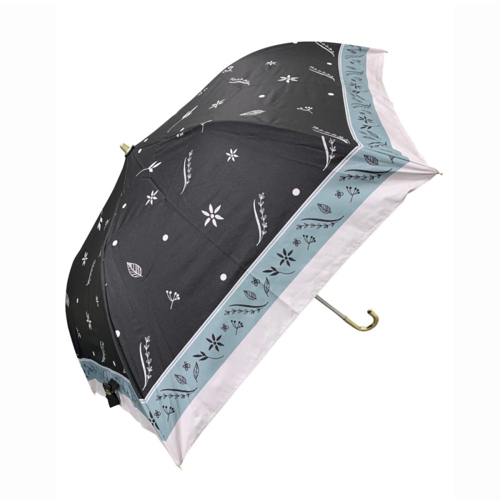 スギハラ　晴雨兼用傘　５０ｃｍ　トップレスミニ　ドットリーフ　ブラック