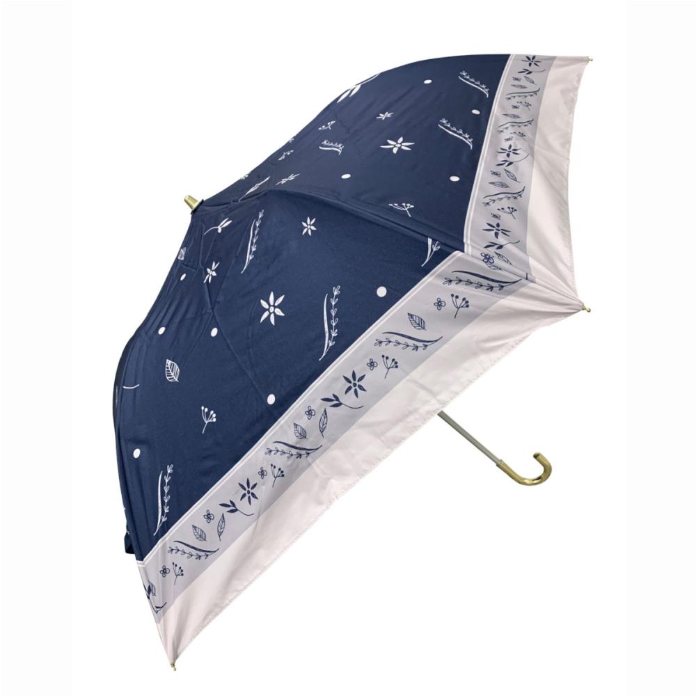 スギハラ　晴雨兼用傘　５０ｃｍ　トップレスミニ　ドットリーフ　ネイビー