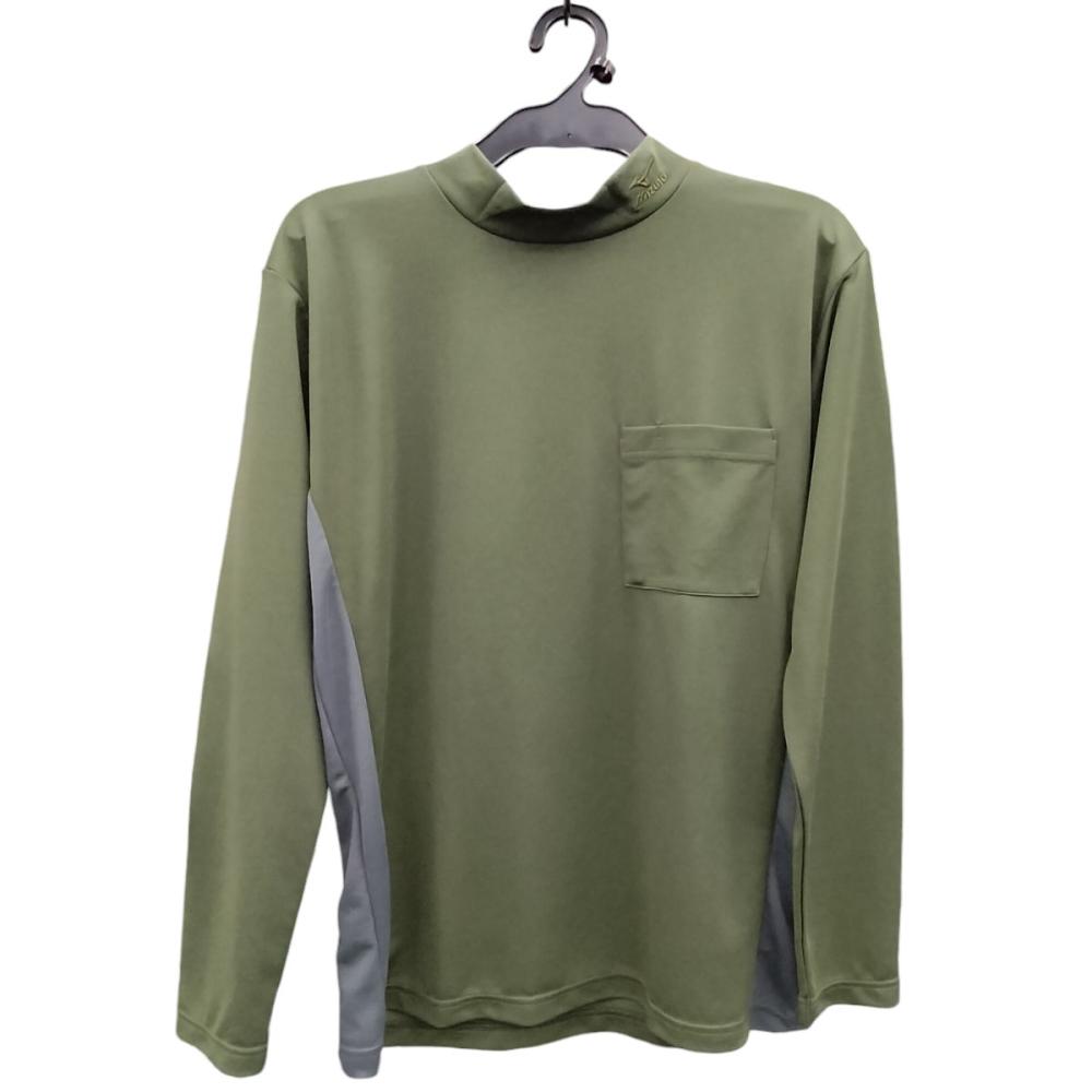ミズノ２４ＳＳ　防汚ハイネック長袖シャツ　カーキ　Ｍ