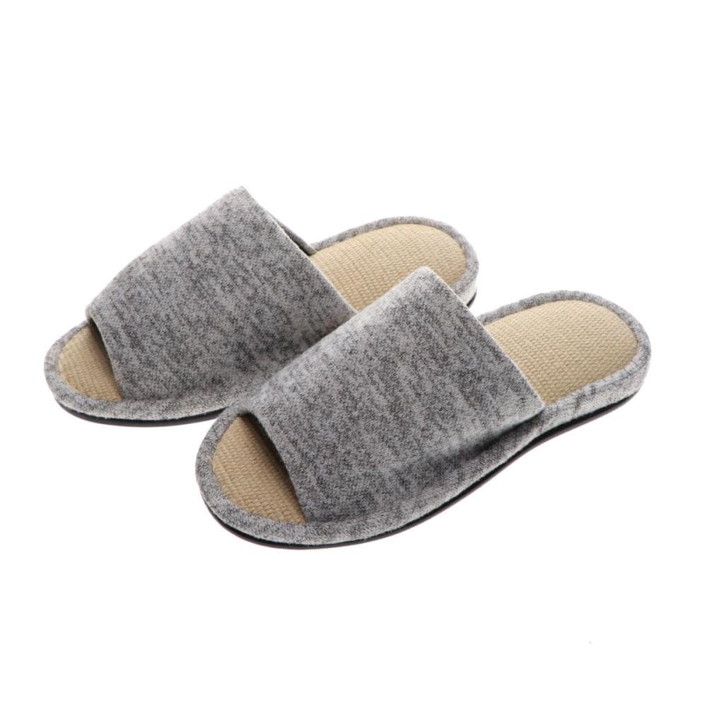 アテーナライフ　足触りさらさらニットスリッパ　グレー　Ｌ