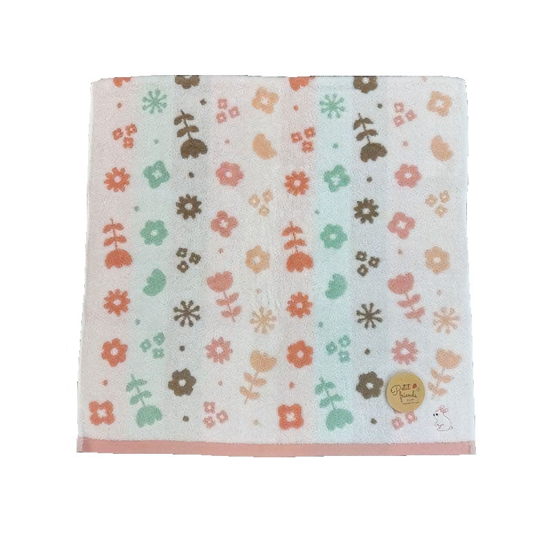 林　プチブルーム　無撚糸バスタオル　刺繍　ピンク