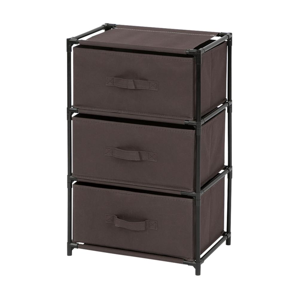 ランドリーチェスト　３段　ブラウン