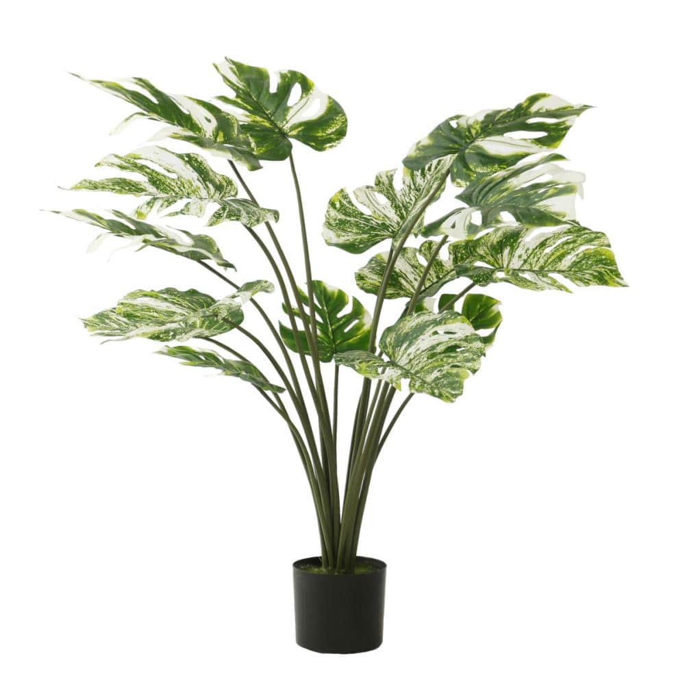 Ｂｒｅｅｚｙ　Ｇｒｅｅｎ　インテリアアート　斑入りモンステラ　１００ｃｍ