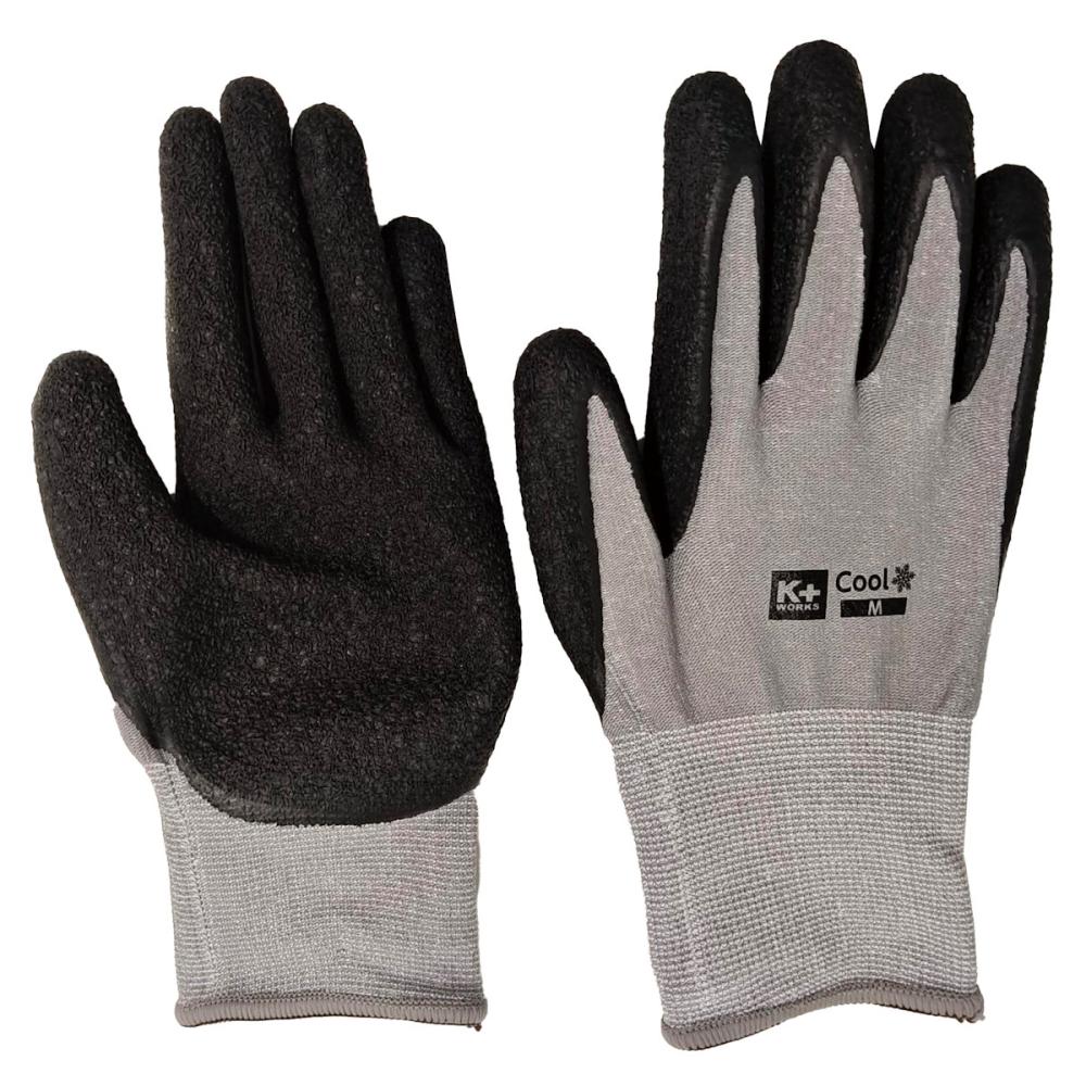 Ｋ＋ＷＯＲＫＳ　冷感ゴム背抜き手袋　３双組　杢グレー　Ｍ