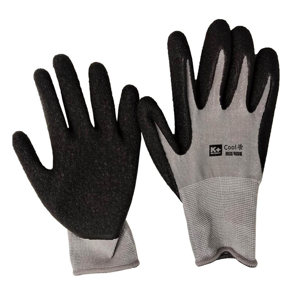 Ｋ＋ＷＯＲＫＳ　冷感ゴム背抜き手袋　３双組　杢グレー　Ｌ