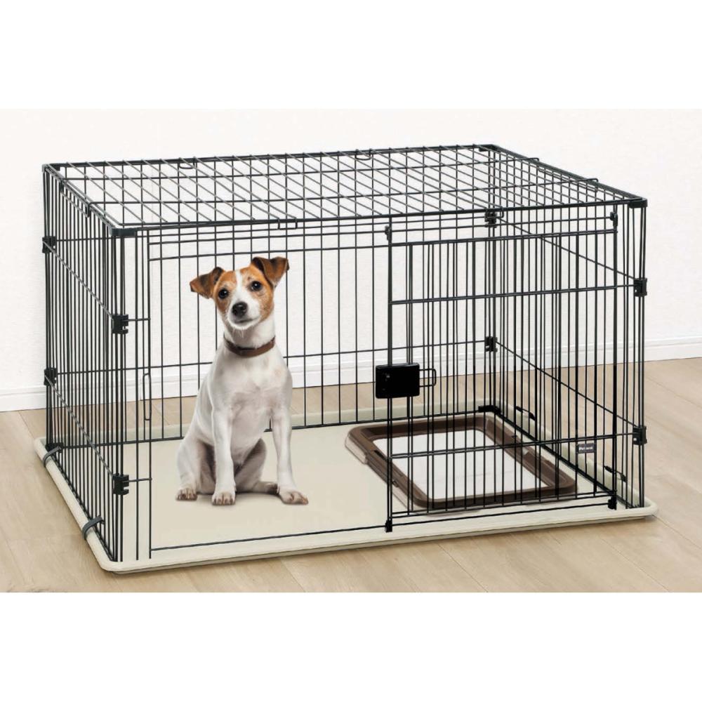 Ｐｅｔａｍｉ　ペットゲージ　屋根付き　スライドドア　ブラック　Ｌ