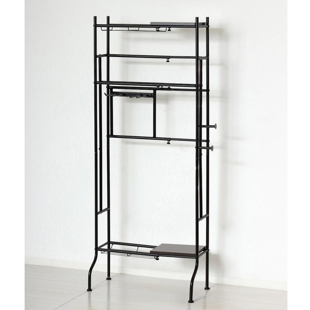 クロシオ　スポーツ用品収納　伸縮ラック　ブラック