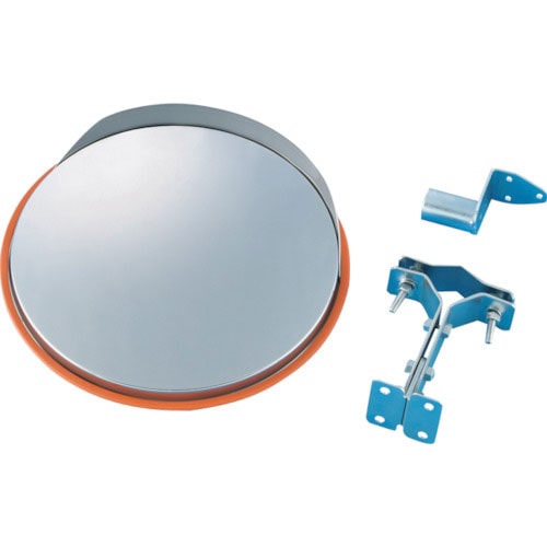 緑十字　小型カーブミラー（ステンレスタイプ）　壁丸ＳＳ３０　３２５ｍｍΦ　オレンジ　取付金具付＿