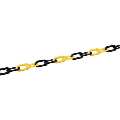緑十字　プラスチックチェーン　黄／黒　ＰＴ－８３０ＴＲ　長さ３０ｍ　線径８ｍｍΦ　ポリエチレン＿